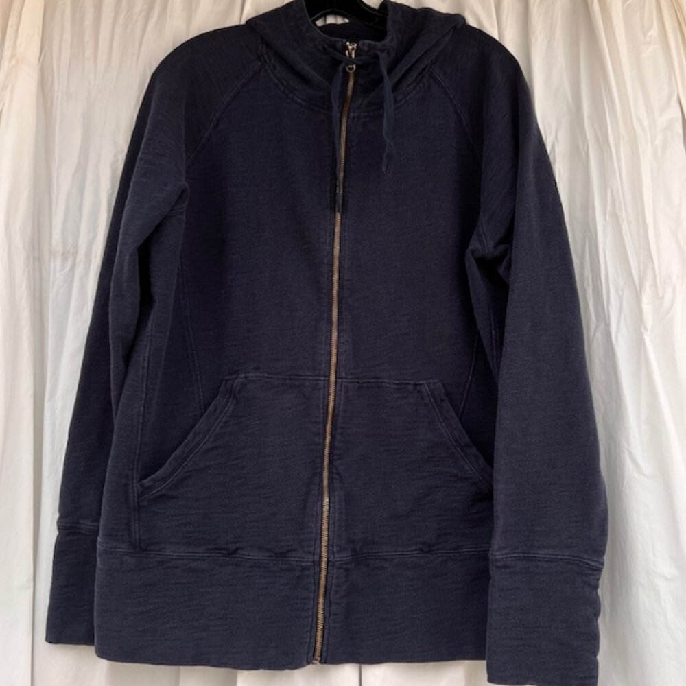 Eddie Bauer 100% Cotton Slub Knit Hoodie Full Zip Dk Denim Blue Plus Sz Tall 2XL